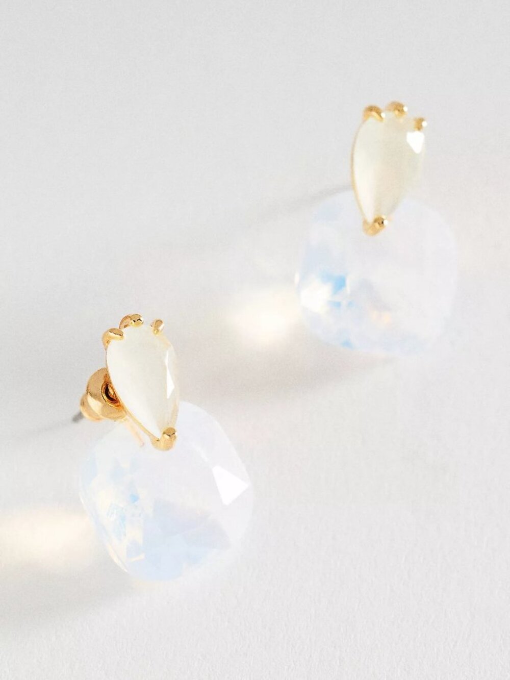 🤍 ANTHROPOLOGIE Milky White Floating Crystal Drop 2-Part Ear Jacket Earrings